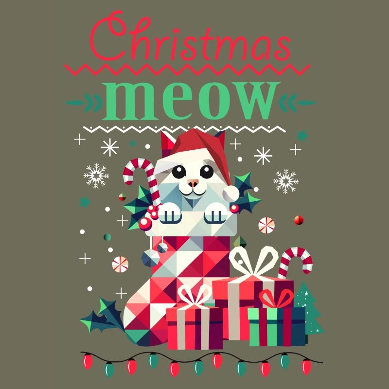 Chat espiègle en bas - Style de Noël laid