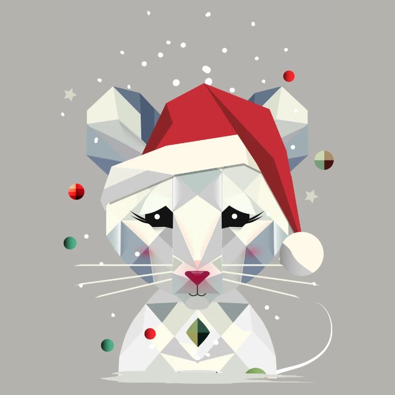 Snow Mouse in Geometric Christmas Design