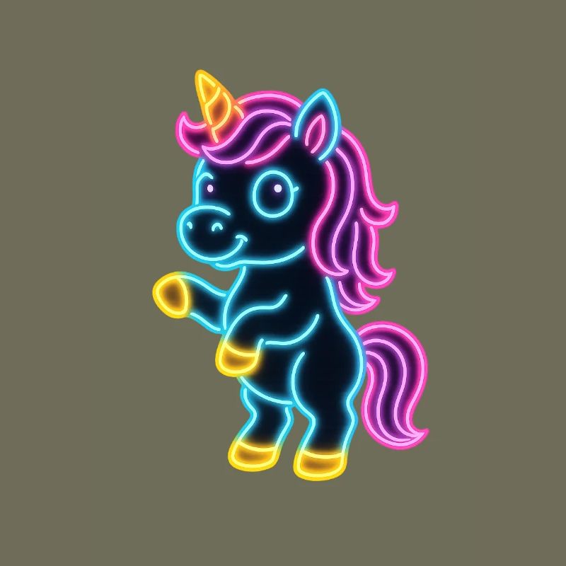 Süßes Neon Einhorn stehend | Bunt und leuchtend