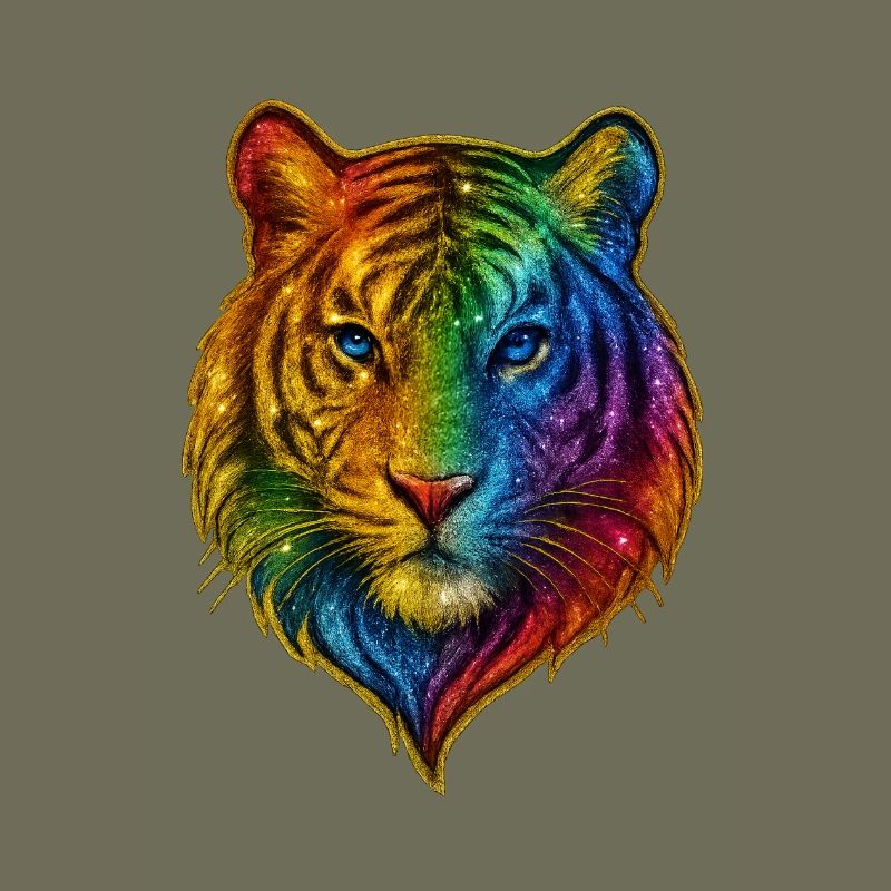 Regenbogen Tiger Kopf