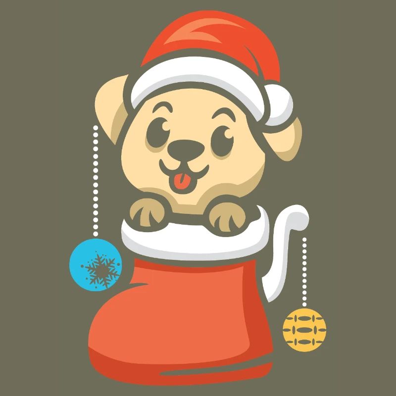 Chiot de Noël avec bijoux dans le coffre