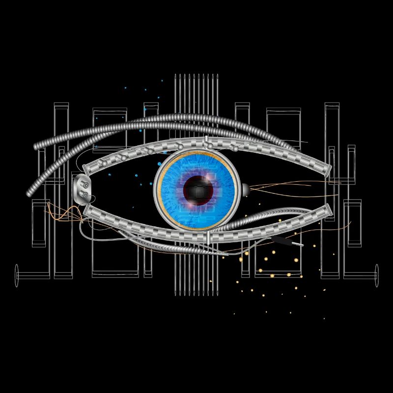 cooles blaues Cyborg oder Roboter Auge
