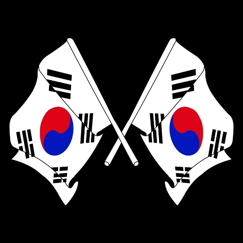 Deux drapeaux croisés de la Corée du Sud