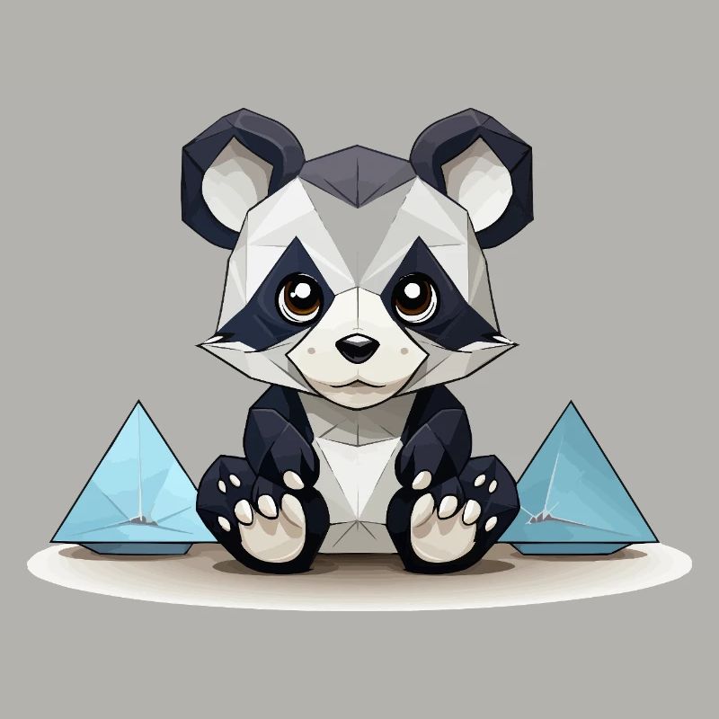 Panda low-poly aux montagnes de glace