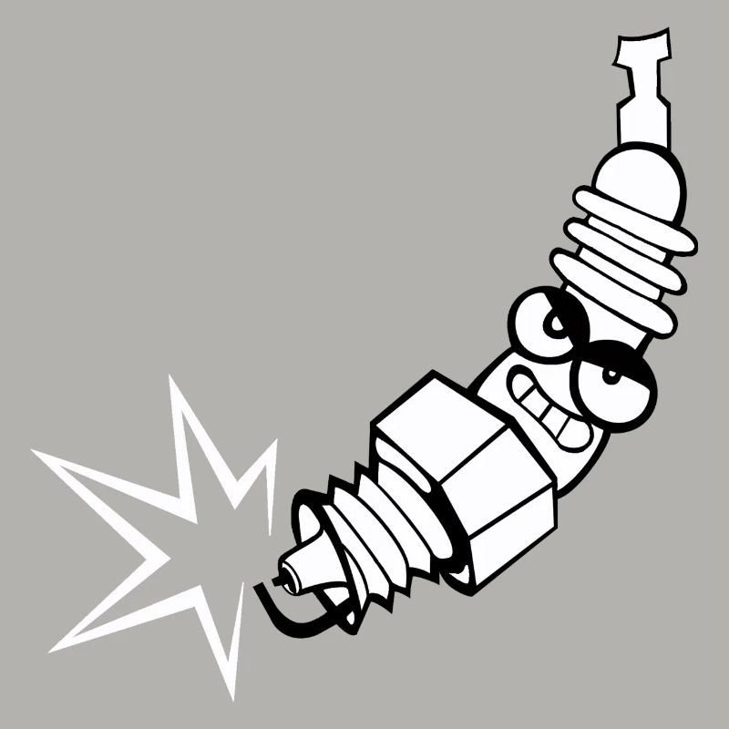 Spark plug comic with face