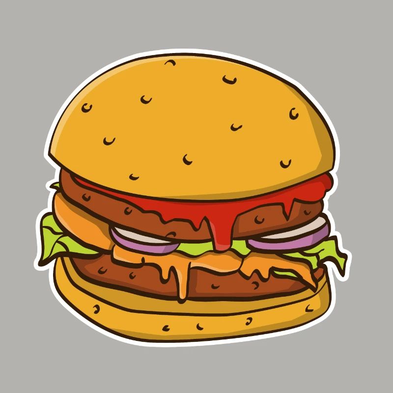 Buntes Bild eines Hamburgerbrötchens.