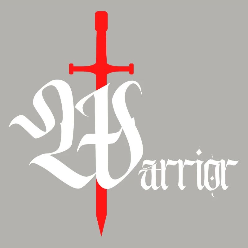 Design de guerrier gothique avec texte blanc épée