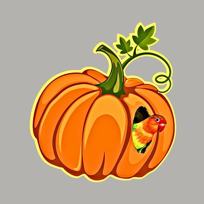 Pumpkin Parrot Whimsy