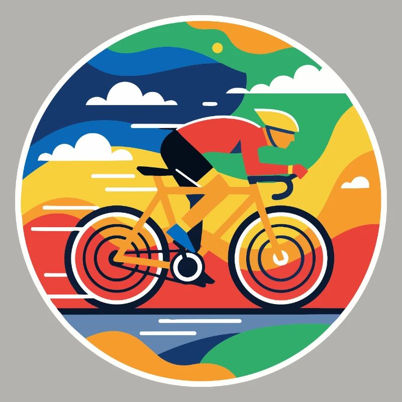 Image circulaire colorée de cycliste