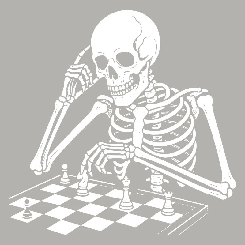 skeleton plays chess