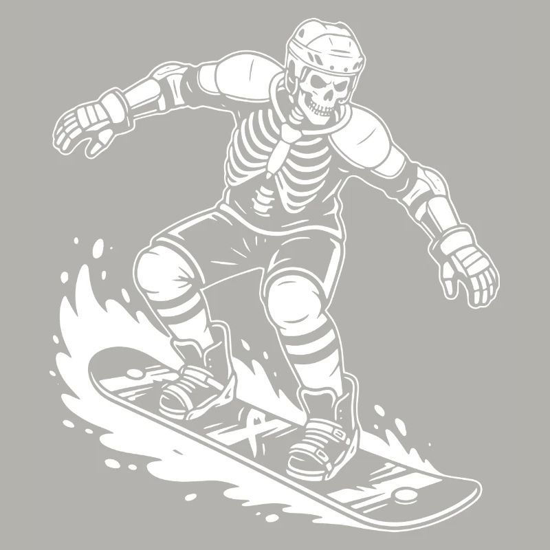 Skeleton on Snowboard Wave Rider