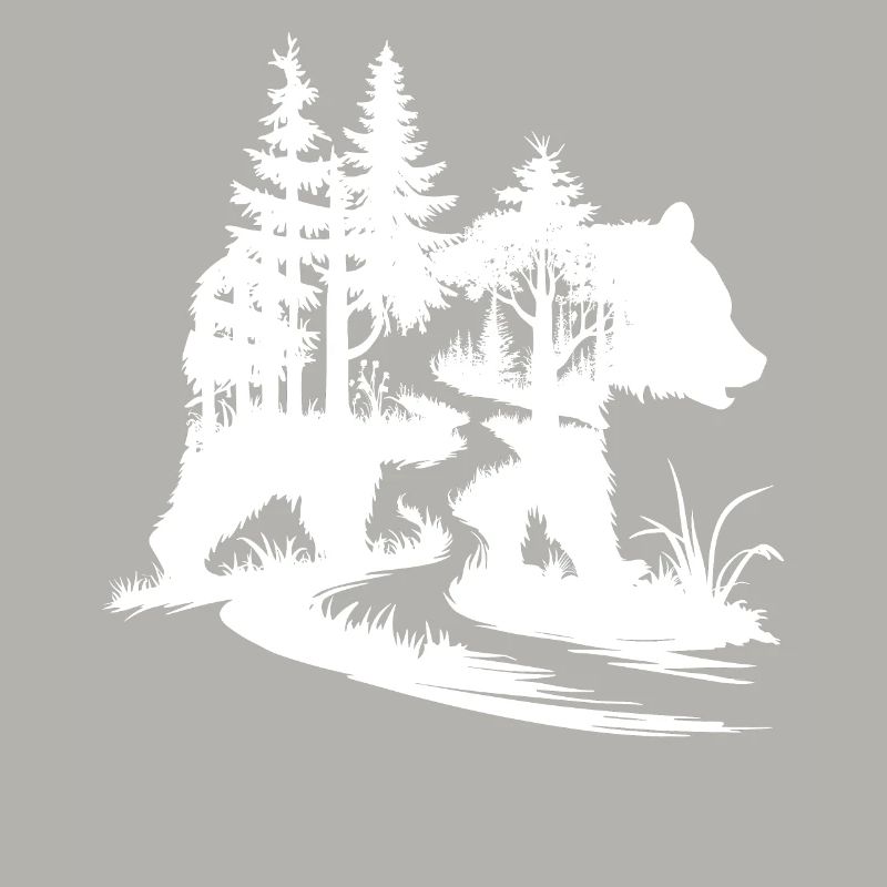 Bears Silhouette Forest Art