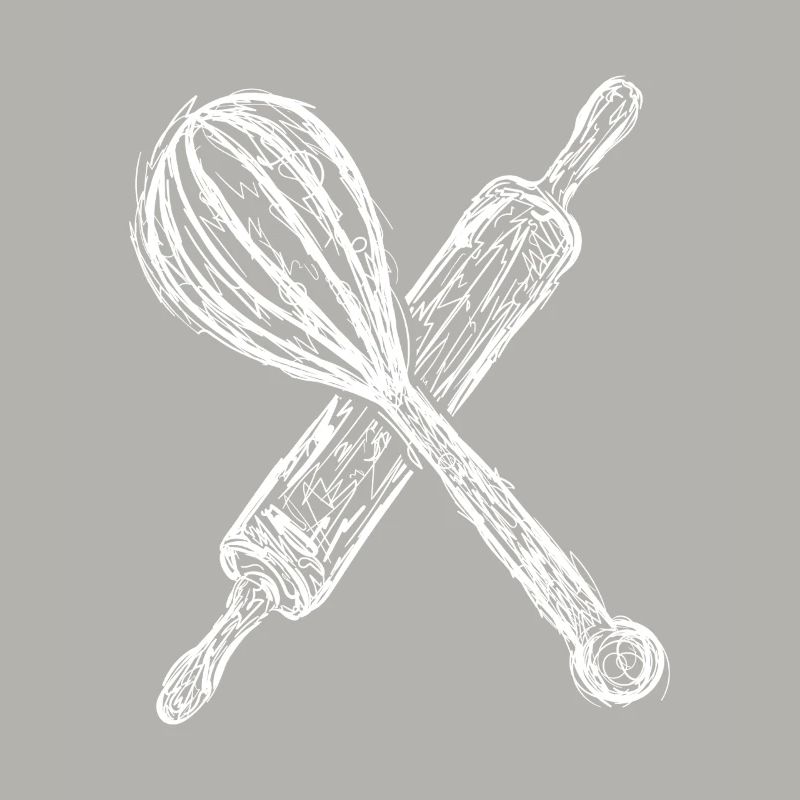 Sketch rolling pin and hand mixer