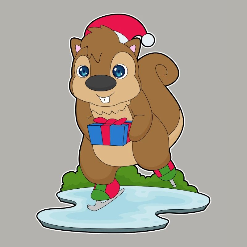 Eichhörnchen Weihnachten Eislaufen
