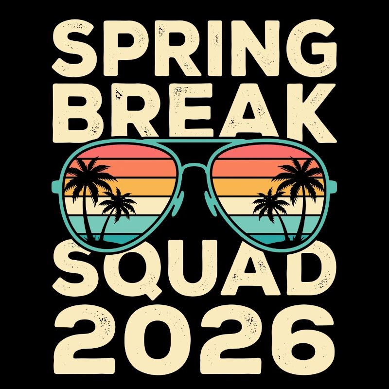 Spring Break Squad 2026 Retro Palm Tree Design