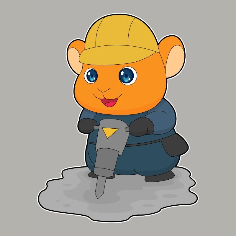 Hamster Construction Worker Jackhammer Construction Site