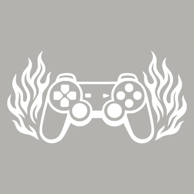 Flames controller, burning gamepad graphics