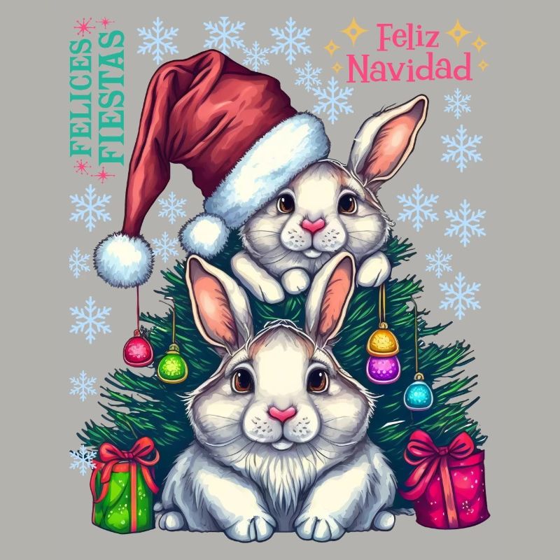 Festive Easter Bunnies with Christmas Hat
