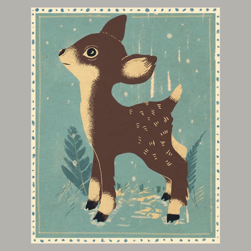 Cerfs dans la forêt rétro