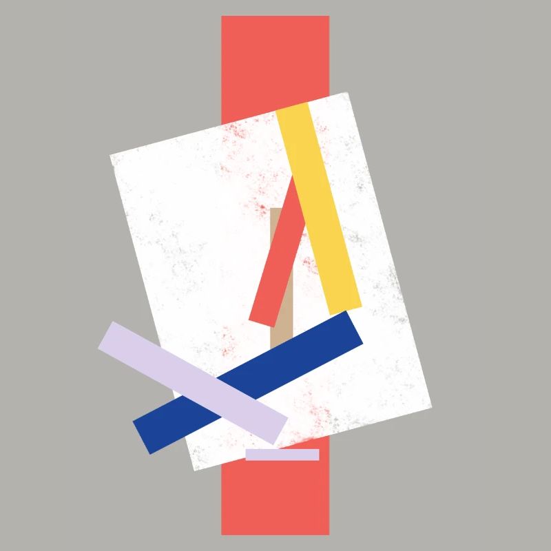 Abstract color block pattern distorted face