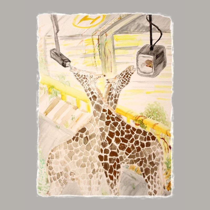 Giraffe im Neon-Transit