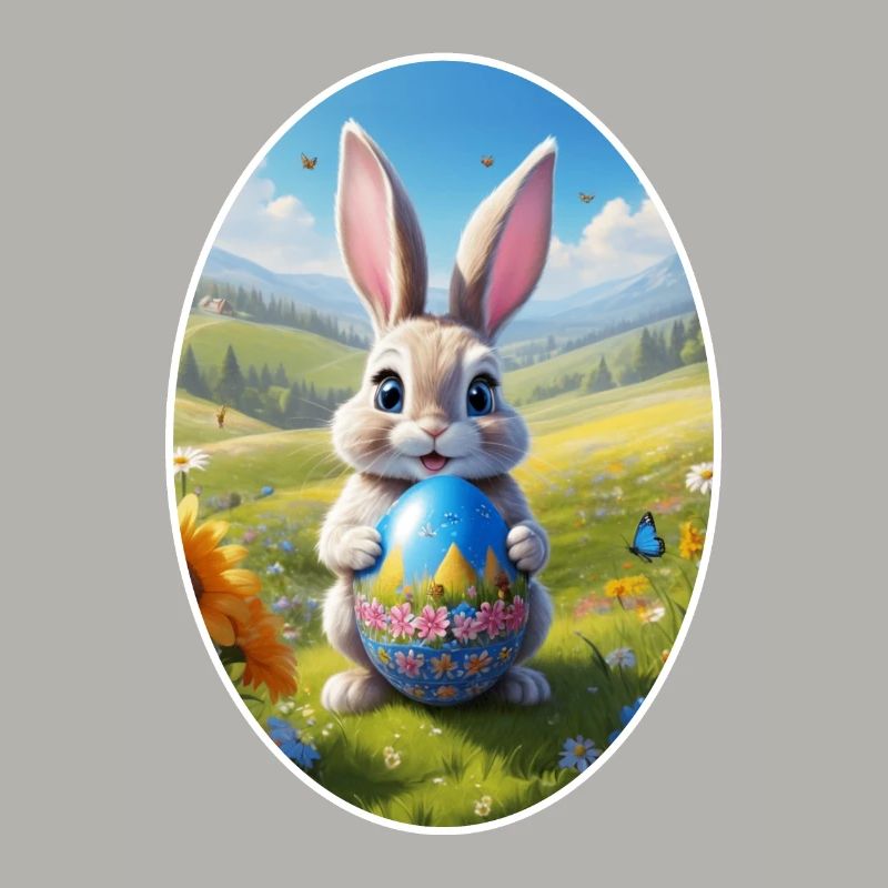 Easter Bunny with Egg, Oval