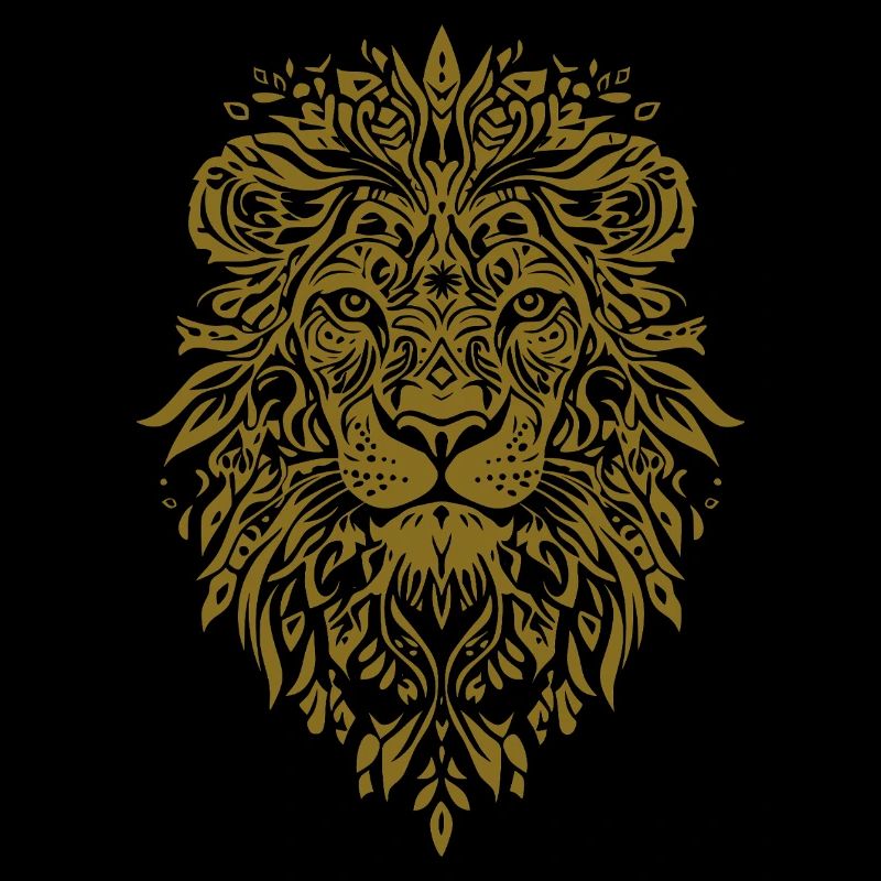 Lion head with leaf pattern in gold