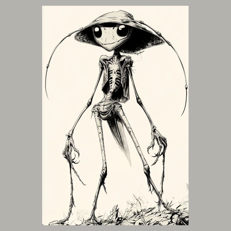 Skelettalien mit Hut – düster charmant