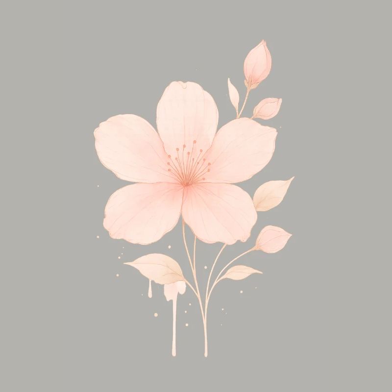 Pfirsich Rosé Blüten Wasserfarbe