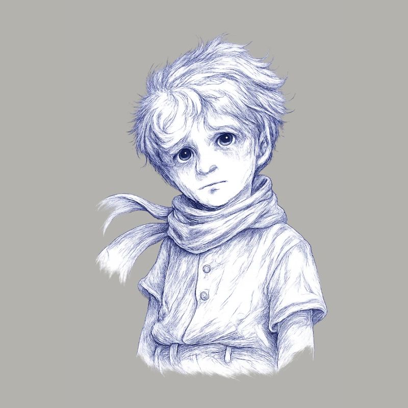 Garçon crayon bleu avec écharpe