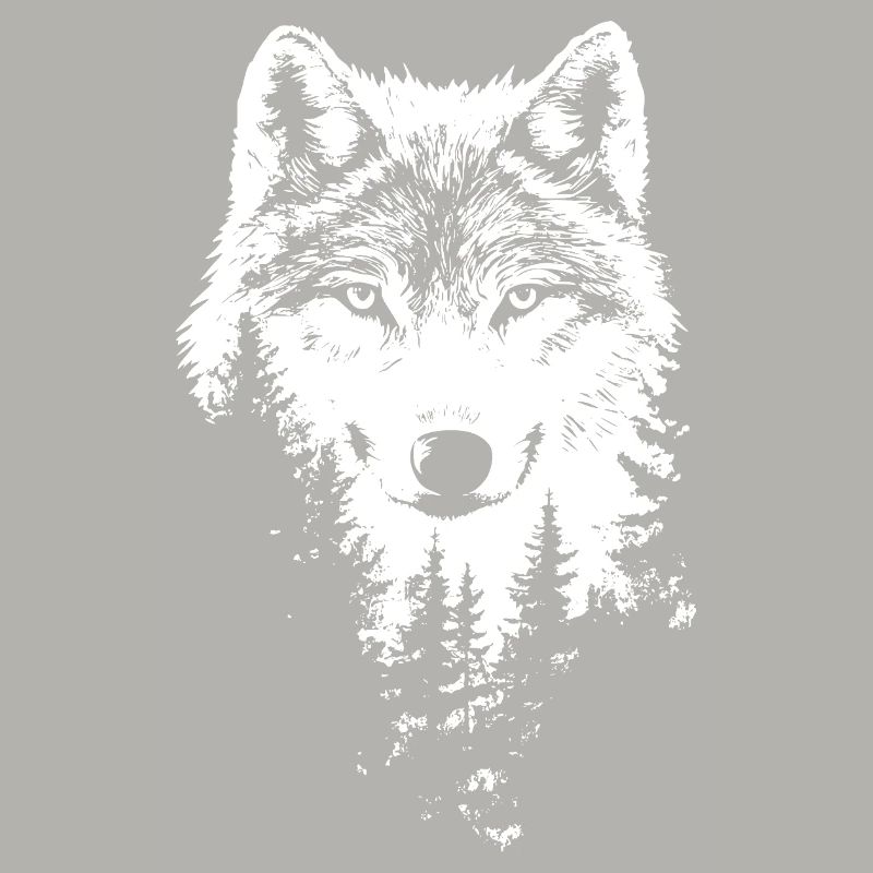 Wolf Face Forest Silhouette