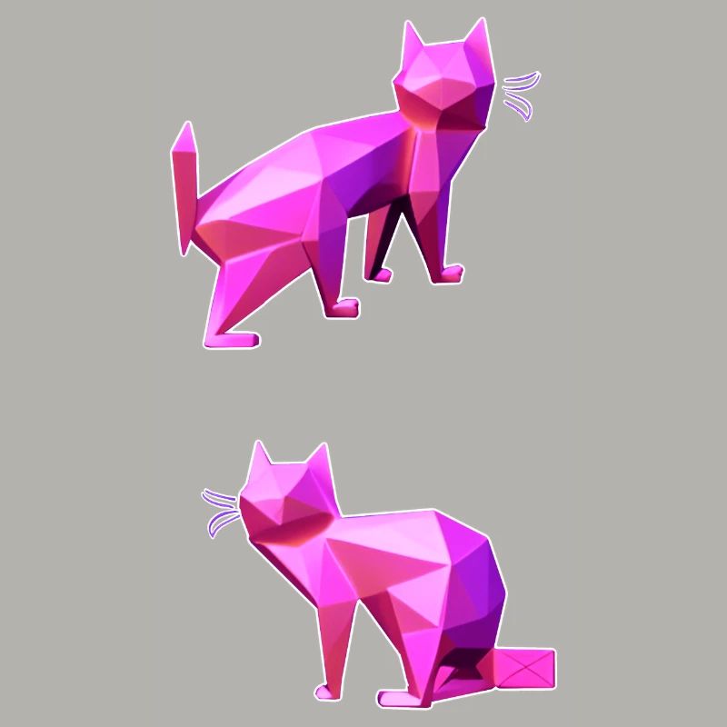 Pink Poly Cats Duo