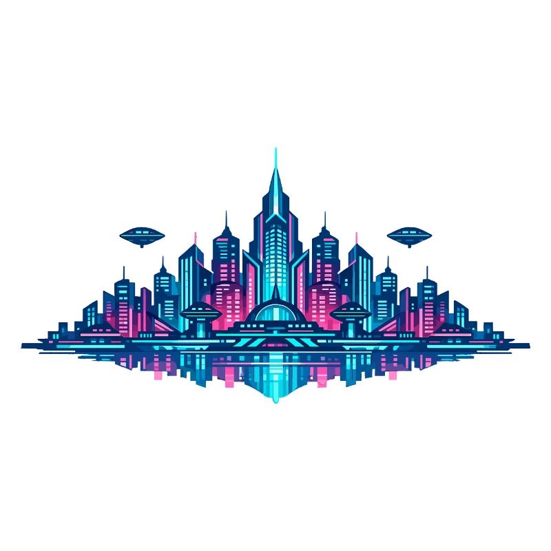 Neon City Reflection