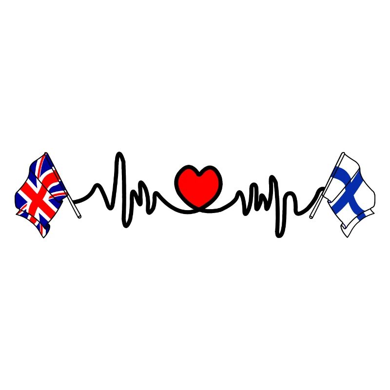 Cardio heart Drapeau Angleterre, drapeau Finlande