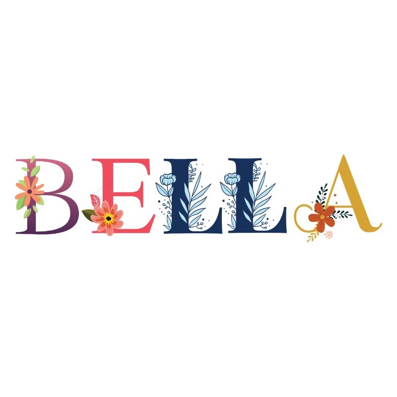 Le nom BELLA est décoré de fleurs