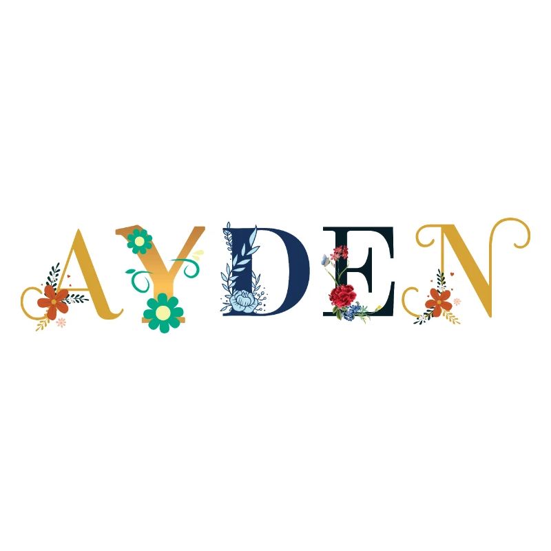 Nom AYDEN orné de fleurs