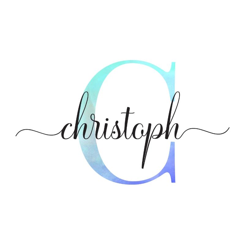 C| Monogramme | Nom | Christoph | Aquarelle