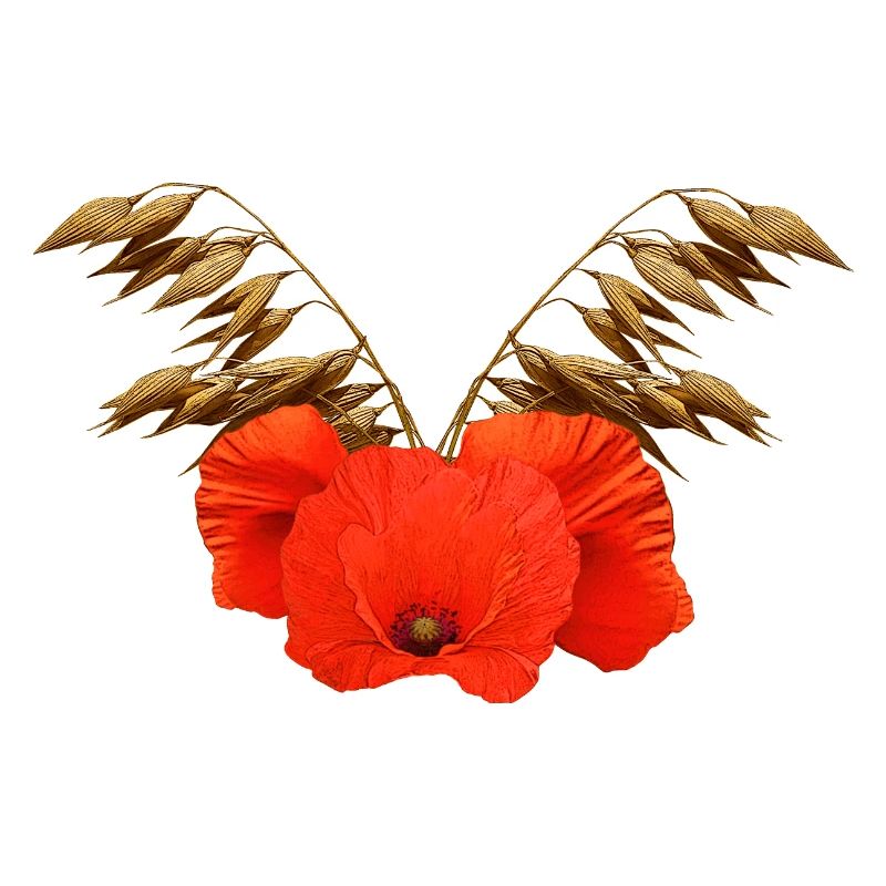 ländliche blumenmuster, Mohnmuster mit Hafer