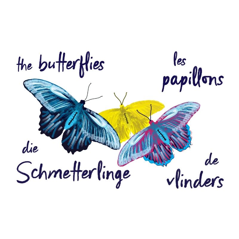 Bunte Schmetterlinge, 4 Sprachen