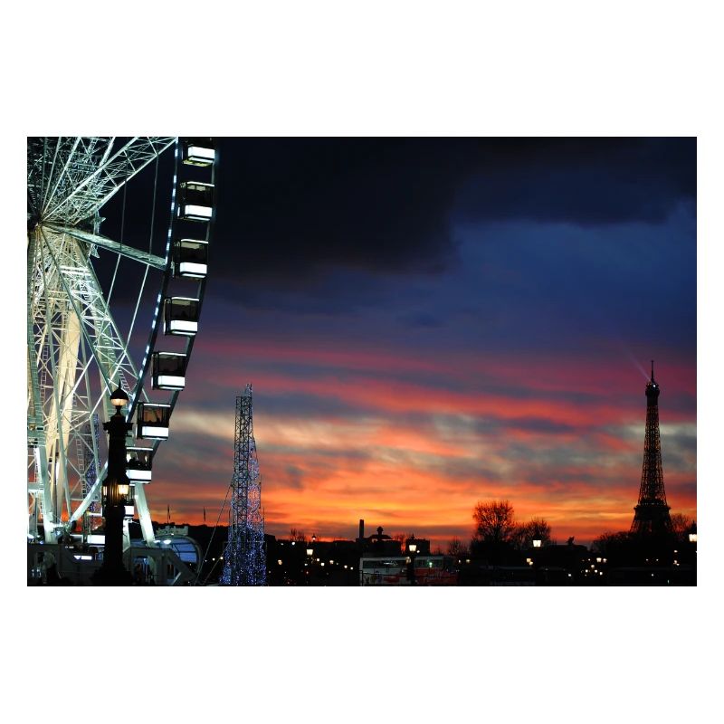 Paris à la grande roue du coucher du soleil