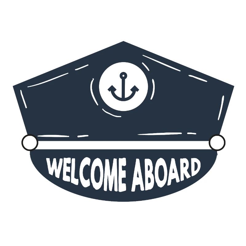 Nautic Design Welcome Aboard Anchor Patch Cap Navy