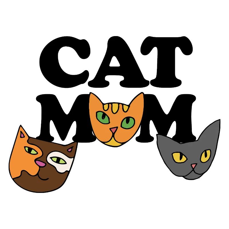 Three Cat Faces in Bold Palette