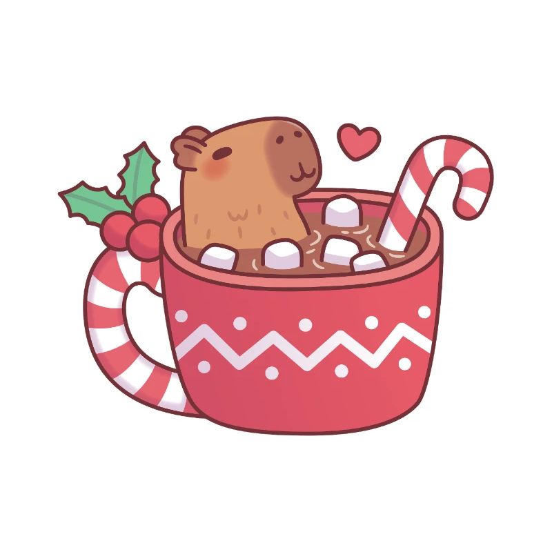 Un capybara mignon qui se détend dans un chocolat chaud avec un marshmall