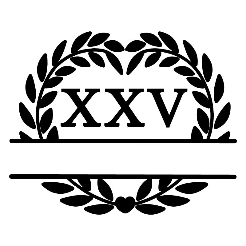 Twenty-five years, Latin numerals laurel wreath