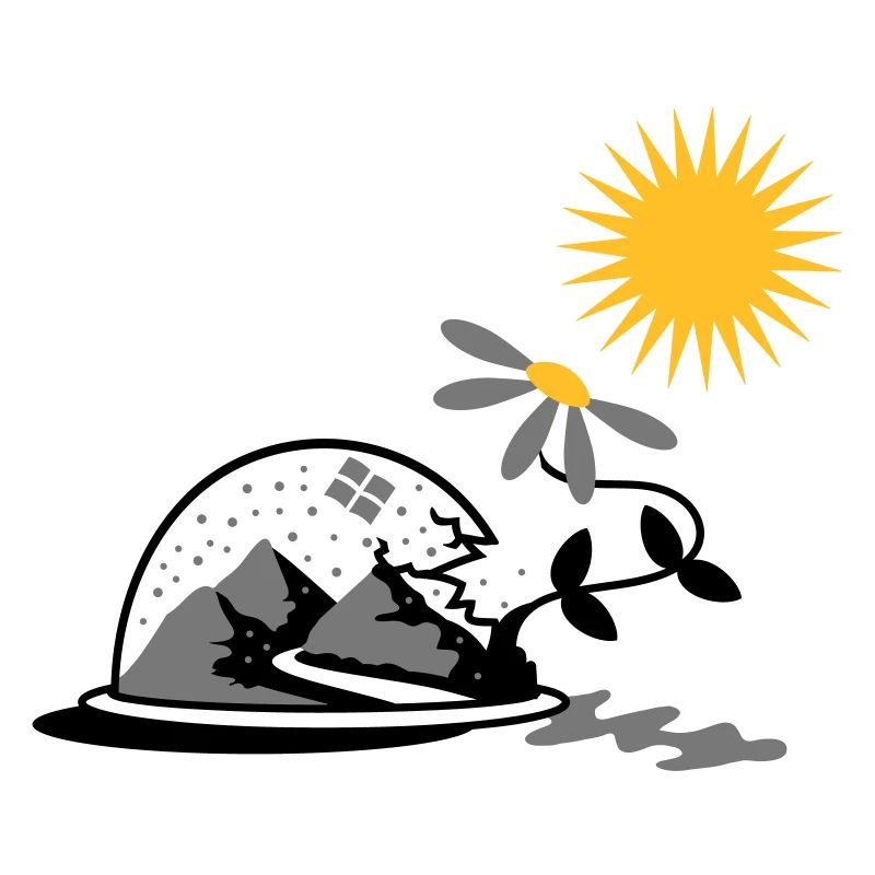 Snow globe with sunflower and sun