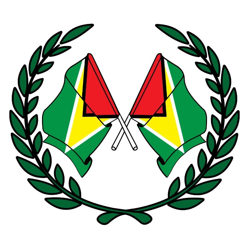 Drapeaux Guyane en couronne de laurier