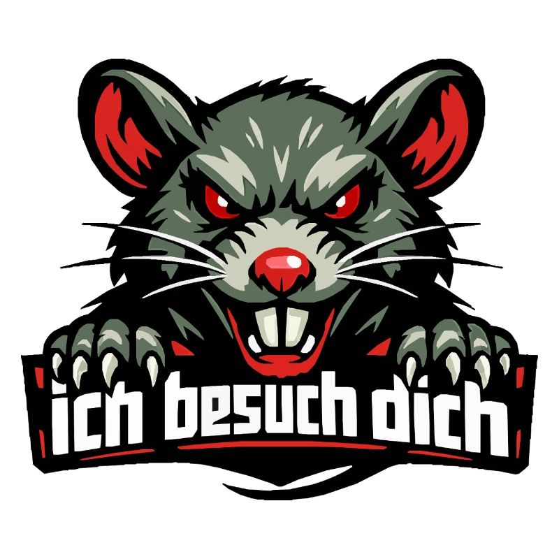 Fiese Ratte mit bösem Spruch "Ich besuch dich"