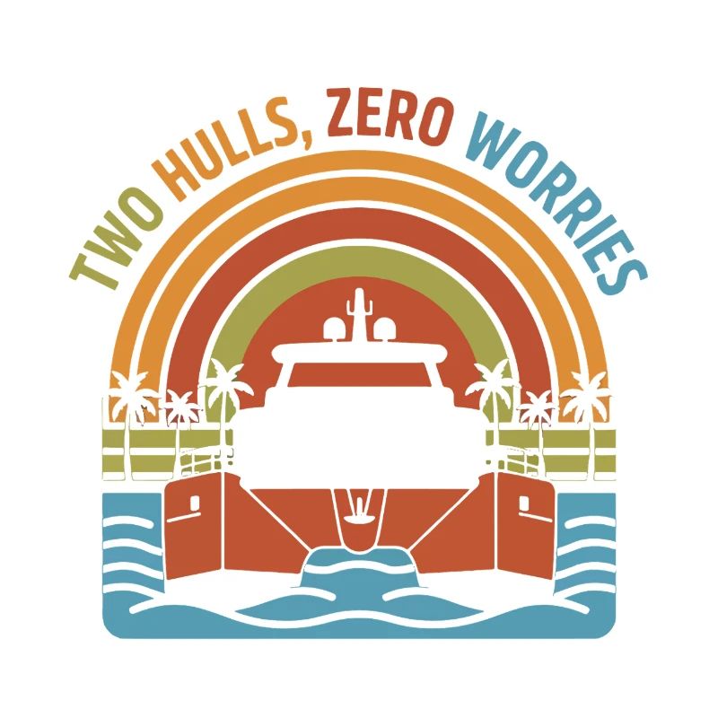 Retro Catamaran Two Hulls Zero Worries