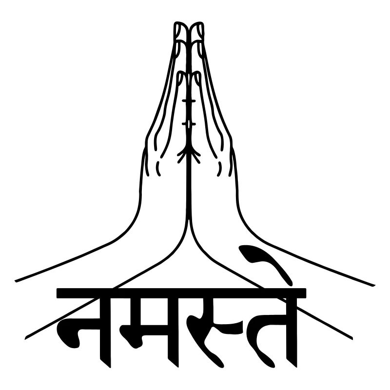 Namaste Sanskrit geschriebene Hände