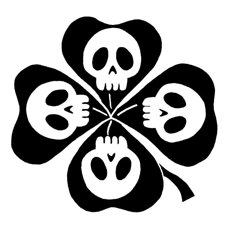 Skulls and black four-leaf clover